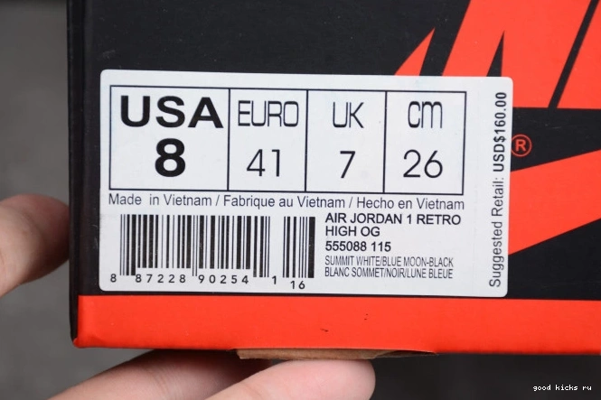 Air Retro 1 Blue High Jordan OG Moon 555088-115 0723